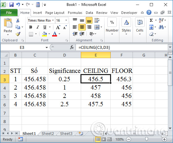 Cách làm tròn số trong Excel