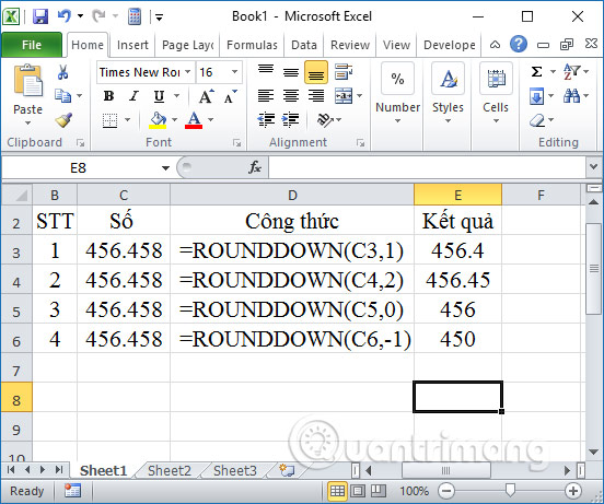 Cách làm tròn số trong Excel