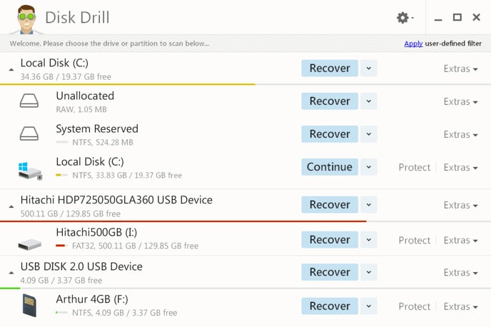 Phần mềm hiện file ẩn trên USB Disk Drill