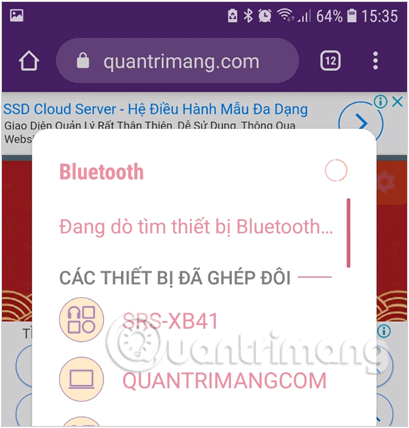 Bật Bluetooth từ Cài đặt Settings