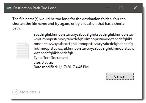 Lỗi tên file quá dài trên Windows