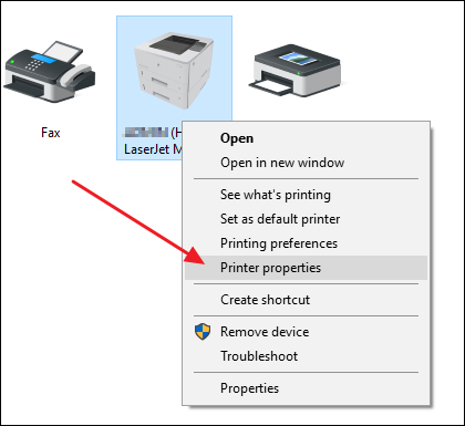 Nhấn chọn Printer Properties