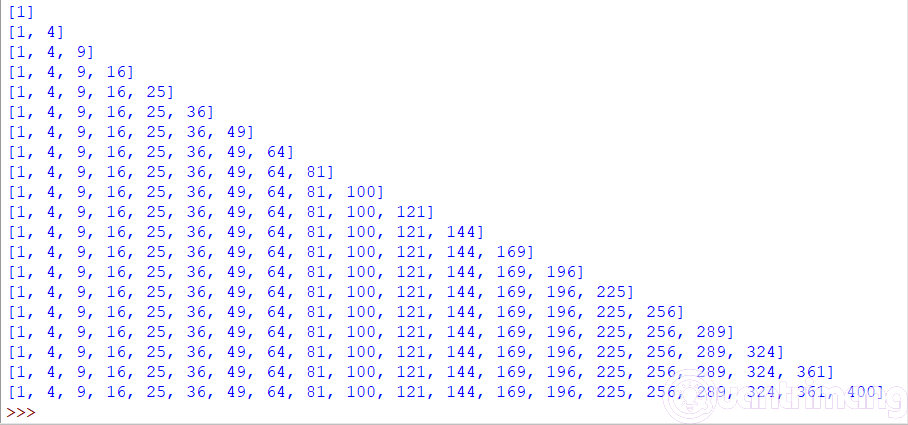 Kết quả bài tập Python 36 khi thay đổi thụt đầu dòng