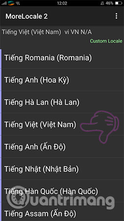 Chọn Tiếng Việt giống như hình dưới đây