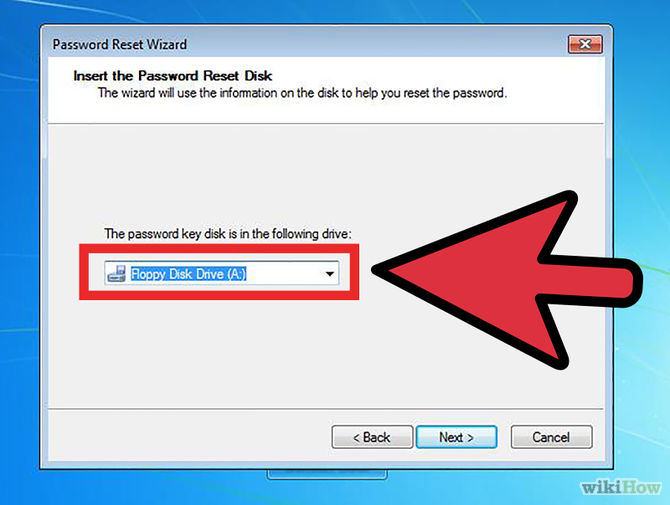 Lựa chọn tùy chọn “Password reset key disk” và chọn “Next”.