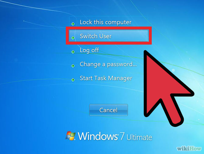 Nhấp chuột chọn Switch User để chuyển sang người dùng mới