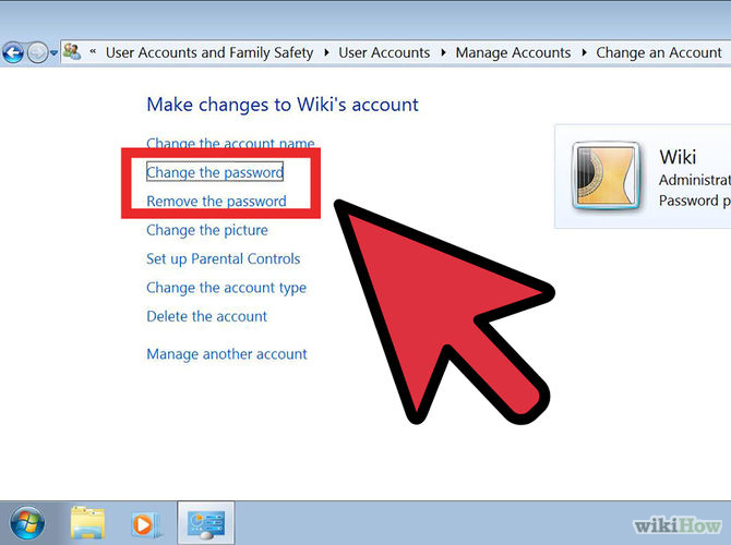 Chọn change password hoặc remove password