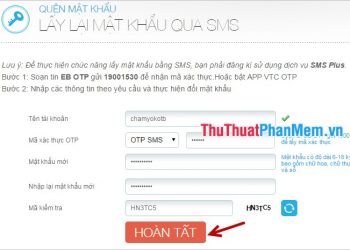 Lấy lại mật khẩu qua SMS