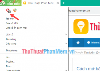 Nhấn nút Cốc Cốc trên trình duyệt Cốc Cốc