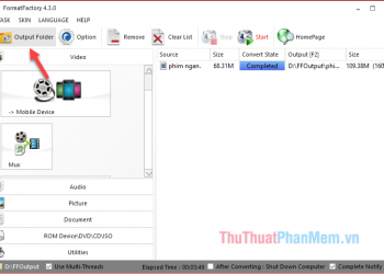 Nhấn nút Output Folder để mở thư mục chứa video đầu ra
