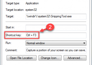 Tùy chọn phím mà mình muốn để bật Snipping Tool