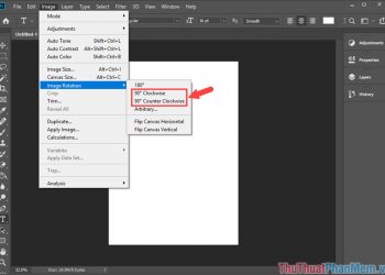Vào Image - Image Rotation - 90 Clockwise hoặc Counter Clockwise