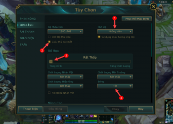 Cài đặt cấu hình trong game