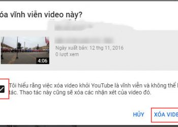 Đánh dấu tích vào dòng cảnh báo để đồng ý - Ấn Xóa Video