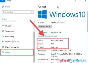 Lựa chọn mục About có toàn bộ thông tin về phiên bản, số build