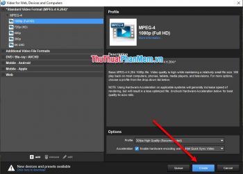 Xuất Video ra bằng cách nhấn Create